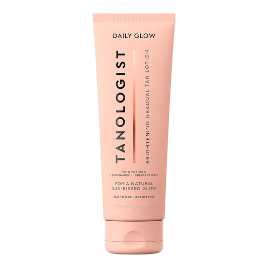 Tanologist Brightening Daily Glow Body Lotion- Light/Medium, Gradual Tanning Lotion, No Fake Tan Smell, Streak-Free & Natural Looking Self Tanner, Vegan, 8.45 fl. oz/250 ml Tube | alldaygood beauty