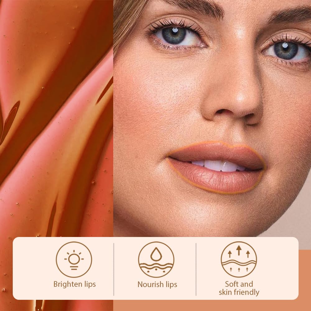 Matte Liquid Lip Stain Peel Off Lip liner Tattoo, Orange Brown Matte Peel Off Lip Stain, Long Lasting Waterproof Lipstick Lip Gloss Stain, Transfer-proof for All Skin Types 0.12 fl oz 01#