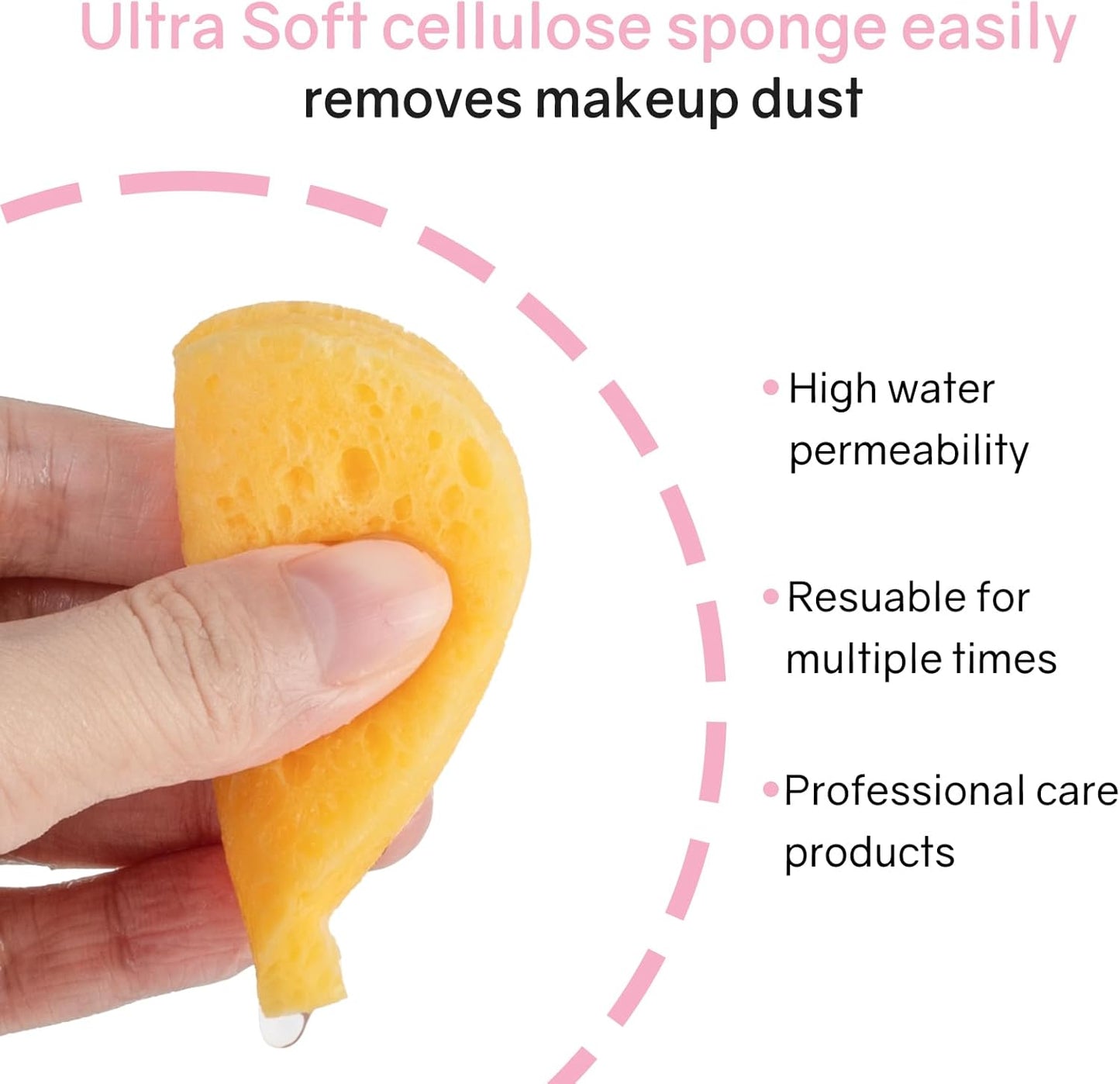 50-Count Heart Shape Compressed Facial Sponges,100% Natural Cellulose Face Sponge Spa Sponges for Removing Dead Skin, Dirt and Makeup(Yellow)