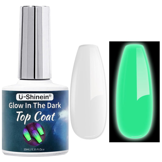 Glow In The Dark Gel, Glow Transparent Nail Top Coat, Long-lasting Luminous Nail Gel Top Coat for Nail Art, UV LED Needed Perfect with Any Colors Salon Pro DIY Home | alldaygood beauty