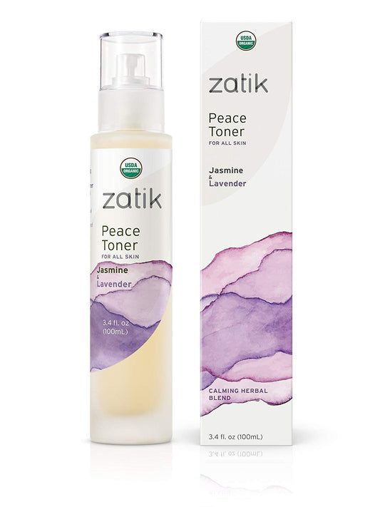 Zatik Naturals - Peace Toner with Jasmine and Lavender, USDA Organic, for All Skins, Refreshing, Comforting, Relaxing and Soothing Toner Promotes Clear Facial Complexion, 3.4 fl oz,100ml | alldaygood beauty