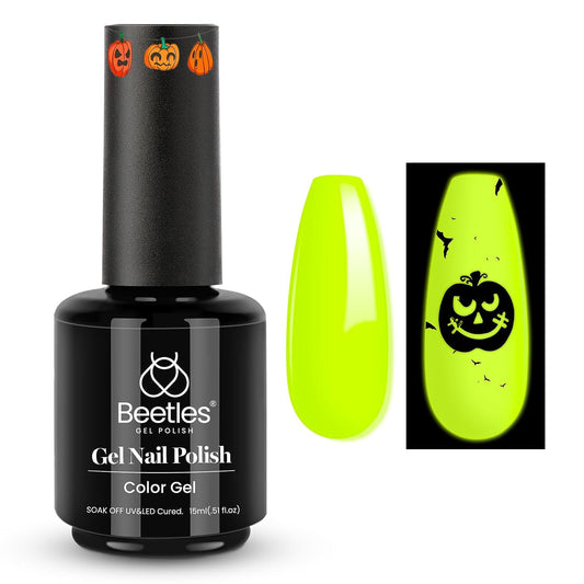 Beetles Halloween Gel Nail Polish – Luminous Yellow Glow in the Dark Green Gel Polish, Noctilucent Green Luminous Color Soak Off U v LED Lamp DIY Manicure 0.5Oz | alldaygood beauty