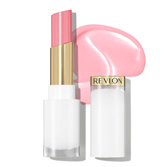 REVLON Super Lustrous Glass Shine Balm, Hydrating Tinted Lipstick, Sheer, Glossy Shiny Finish, 002 Pink Flip, 0.11 oz | alldaygood beauty