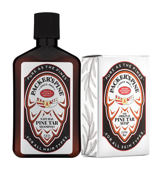 Packer's Pine Soap and Shampoo Bundle - All Natural Pine Soap Bar with No Harsh Chemicals | alldaygood beauty