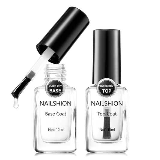 Base Coat and Top Coat, Clear Regular Nail Polish, Rich in VE Calcium Quick Air Dry Nail Strengthening Non Gel, 2Pcs Vegan Base Chip Resistant High Shine Long-lasting Nail Art Gift Set | alldaygood beauty