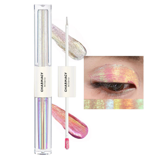 CHARMACY 2 in 1 Starlit Duochrome Liquid Eyeshadow, Glitter Sparkle Colorful Liquid Eyeliner, Quick Drying, High Pigmented, Long lasting Holographic Glitter Multichrome Eye Makeup #01 | alldaygood beauty