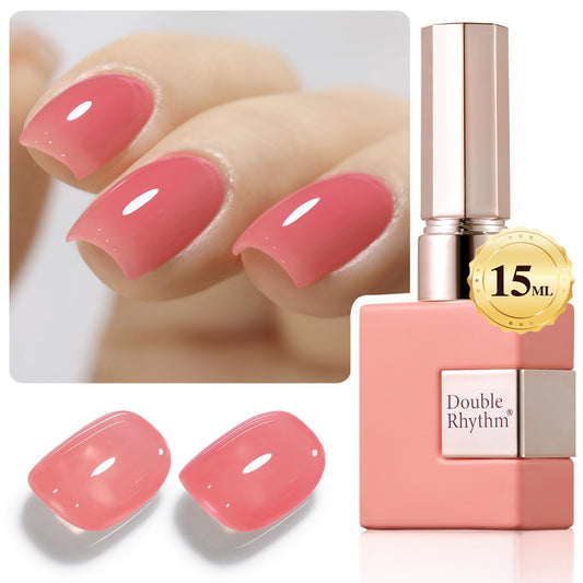 Double Rhythm 0.5Oz Translucent Gel Polish Sheer Neutral Natural Light Milky Same Color Same Bottle 15ML Jelly Gel Polish Art DIY at Home (Pink Rose-A1382) | alldaygood beauty