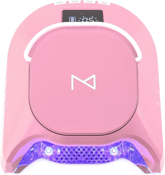 M - GlowPro Professional Hybrid 86W Wireless Rechargeable UV LED Nail Curing Lamp Cordless Nail Dryer for Gel Nails, Manicure, Pedicure (Pink) | alldaygood beauty