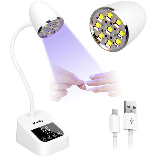 U V LED Nail Lamp, Goose Neck Flash Cure Lamp 27W Rechargeable Mini U V Light for Gel Nails, Cordless Flash Cure Light with 3 Timers&Sensor, Fast Curing Gooseneck Lamps for Gel X, Snow White | alldaygood beauty