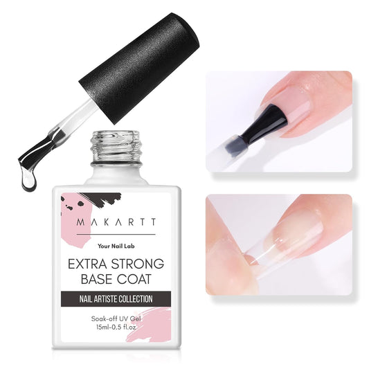 Makartt Base Coat Nail Polish 15ml – Extra Strong, Long-Lasting Gel Base Coat & Nail Glue for Small Nail Charms, Press-On Nails, UV/LED Lamp Required, Clear Foundation for Salon & DIY Home Use | alldaygood beauty