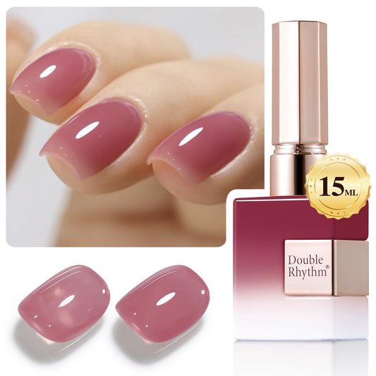 Double Rhythm 0.50 OZ Translucent Gel Polish Same Color Same Bottle Sheer Pastel Neutral Natural Milky 15 ML Jelly UV Nail Art DIY at Home (Light Plum-A1530) | alldaygood beauty
