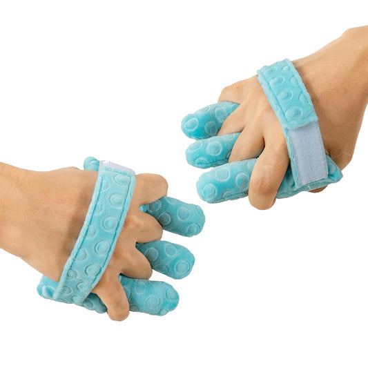 Adjustable Removable Finger Separator Protector Hand Contracture Cushion Padding Pillow Prevention Aid Training Tool With Fingers Hands Splints (Blue)