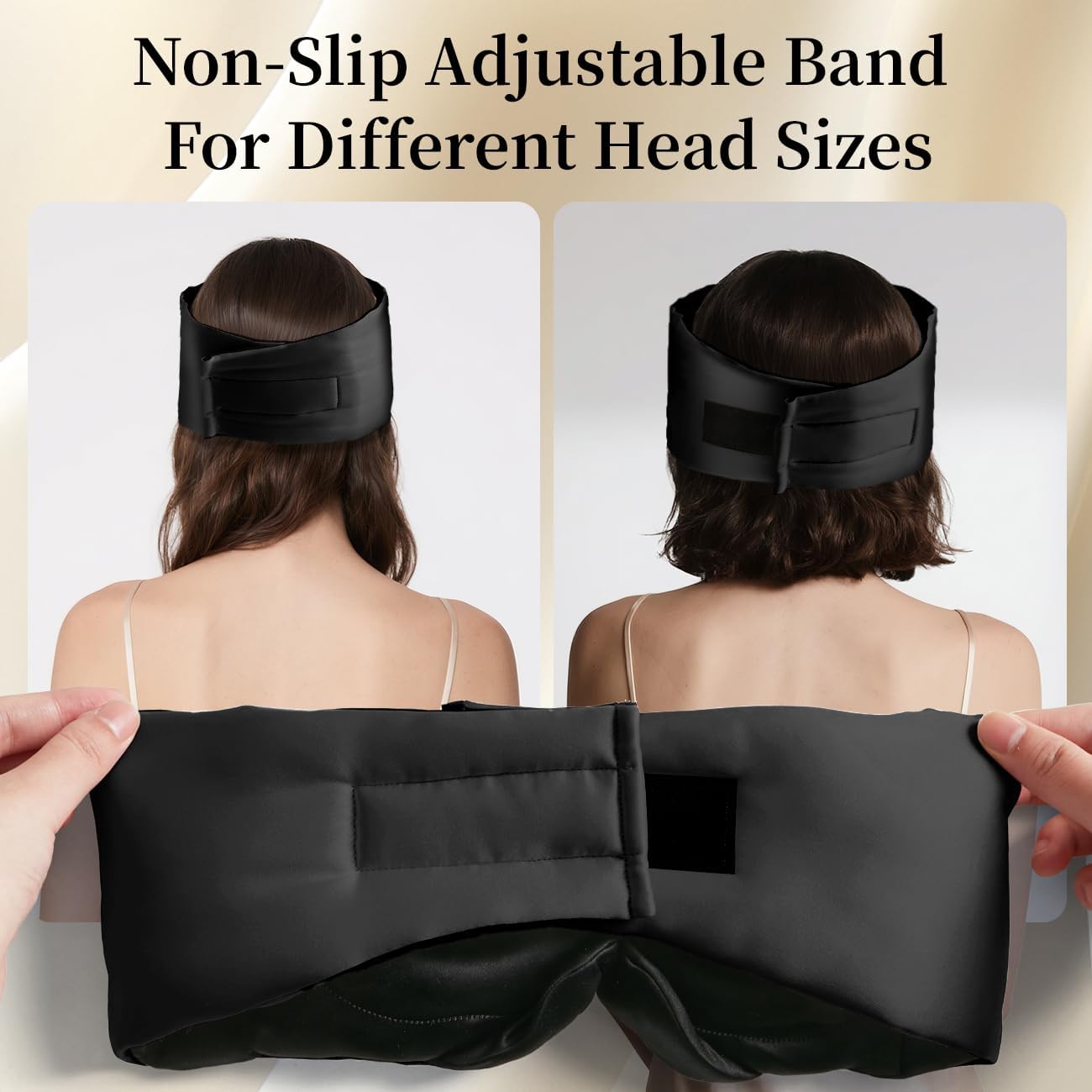 USlixury Silk Sleep Mask, 3D Contoured Sleeping Masks, Blackout Sleep Masks for Women with Nose Wing,100% Mulberry Silk, Face-Hugging Non-Slip SLEP Mask for Side Sleeper, 27.5x4.5'', Black