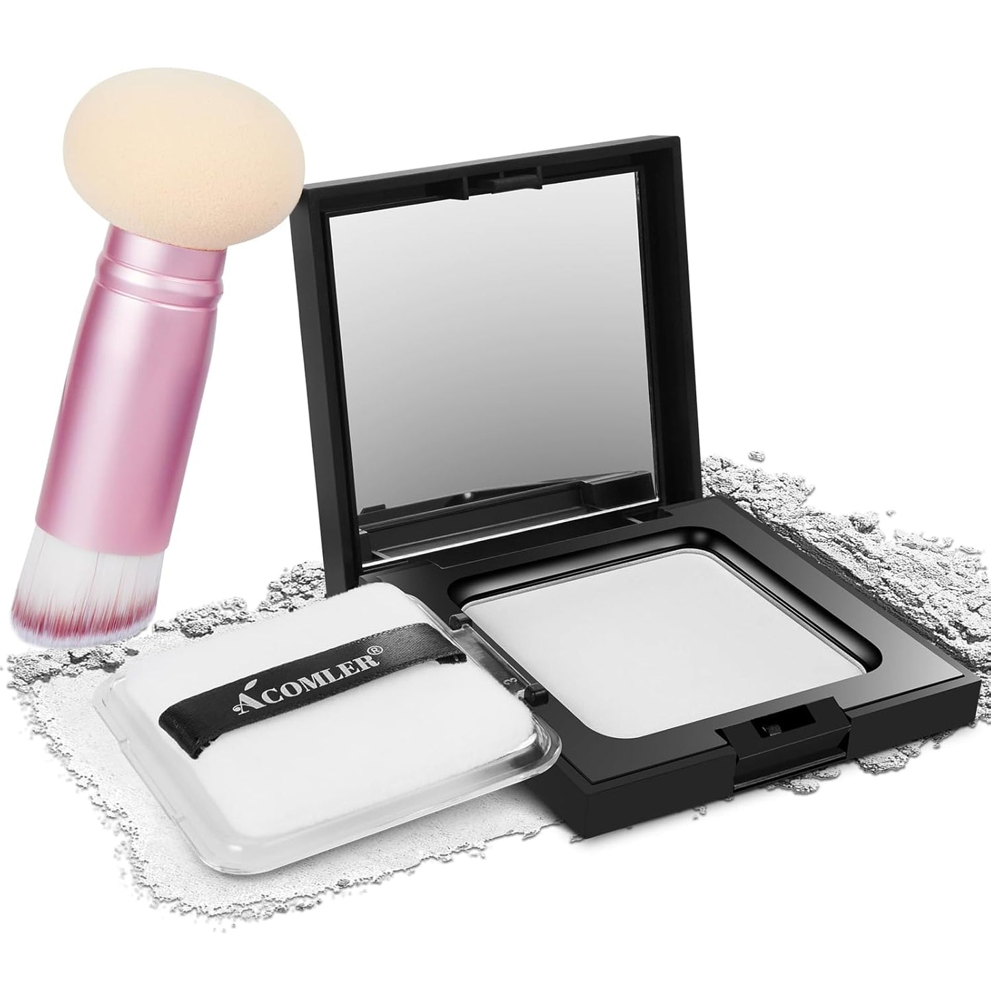 Acomler Root Touch Up Hair Color, Talc-Free Hairline Powder for Thinning, Root Touch Up Instantly Gray Hair Cover Up, Hair Powder for Women Men, Includes Makeup Brush (White, 0.42oz)