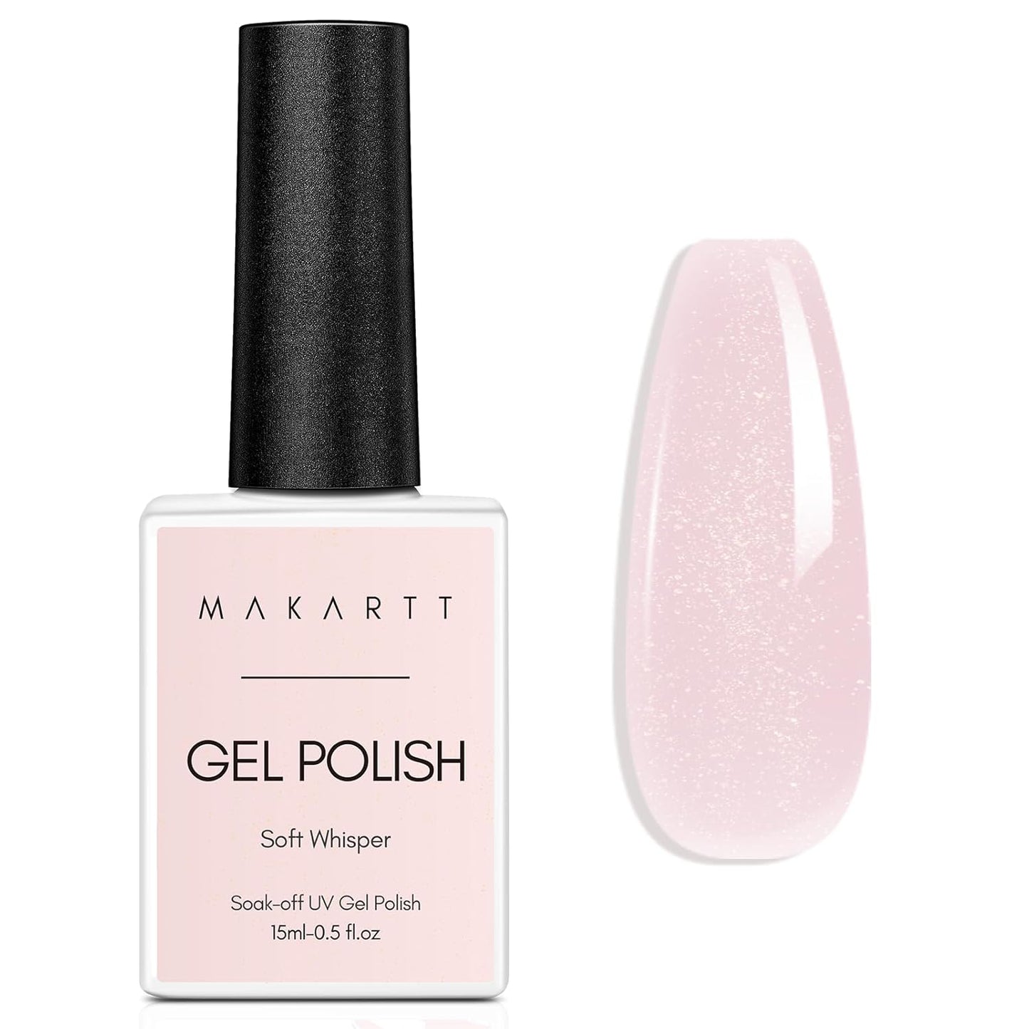 Makartt Gel Nail Polish: Jelly Pink Gel Polish Glitter Natural Nude Soak Off UV/LED Gels for DIY Manicure & Nail Art Designs, Home & Salon Use - Soft Whisper 15ml