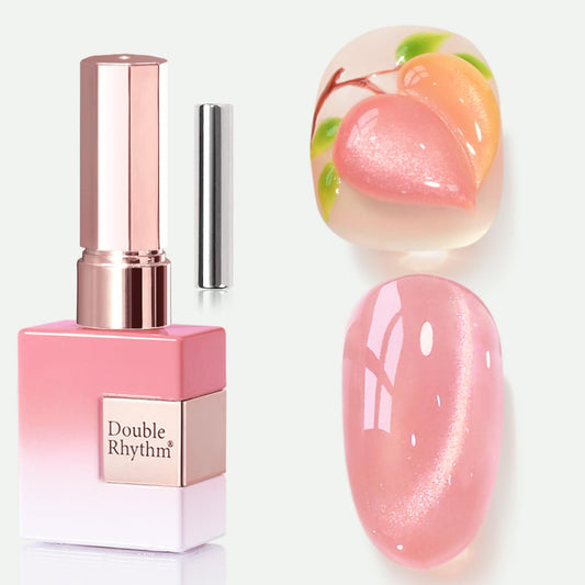 Double Rhythm 0.5 OZ Cat Eye Gel Polish with Magnet 15ML Holographic Glitter Shimmer Translucent Jelly Color Magnetic Nail Polish Salon DIY at Home (Fruit Orange Pink-MC1205) | alldaygood beauty