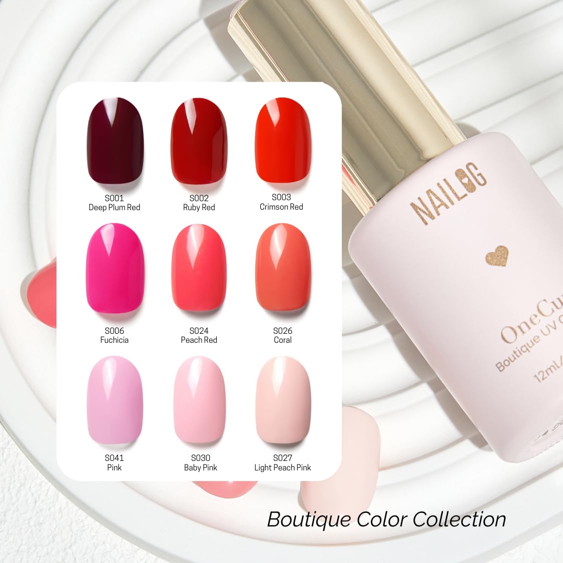 NAILOG One Step Coral Gel Nail Polish 12ml Top Coat Color Gel Base 3-In-1 Formula Soak Off UV Gel Polish for Home DIY & Gifting | Coral