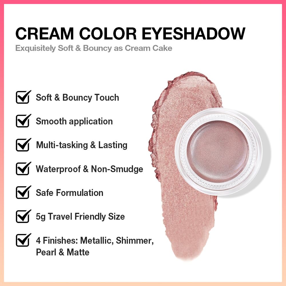 Kaely Single Cream Eyeshadow Pot, Golden Tan Antique Rose Shimmer Eye Shadow for Older Women High Pigmented Waterproof, Natural Eyeshadow Palette Makeup Brightener, sombras en crema para ojos, R02