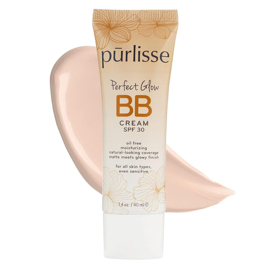 pūrlisse Perfect Glow BB Cream with SPF 30 - Matte Meets Dewy Finish - Enriched with Goji & Hawthorn Berry to Help Improve Skin Texture & Radiance - Fair (1.4 oz) | alldaygood beauty