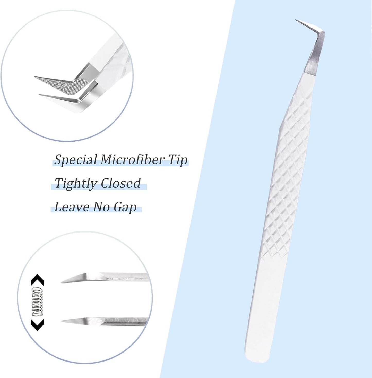Lash Tweezers For Eyelash Extensions Fiber Tip Lash Tweezers Tweezers For Women Precision Tweezers Professional Craft Tweezers, Fiber Tip Japanese Steel (White-Boot Tweezers)