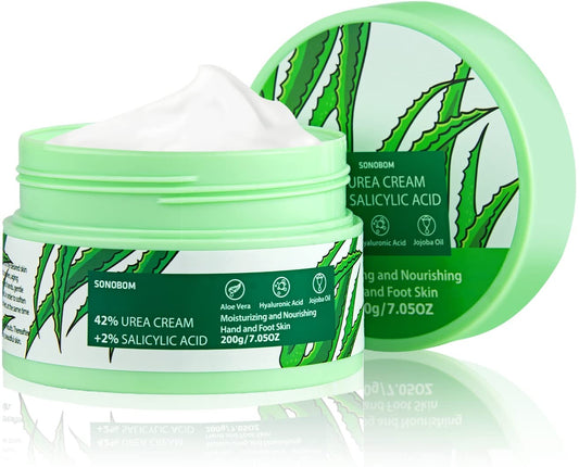 Urea Cream 42 Percent for Feet 7.0 Oz, 2% Salicylic Acid, Aloe Vera, Hyaluronic Acid , Deeply Moisturize Skin Cream For Dry Cracked Feet, Hands, Heels, Elbows, Nails, Knees, Intensive Moisturizes & | alldaygood beauty