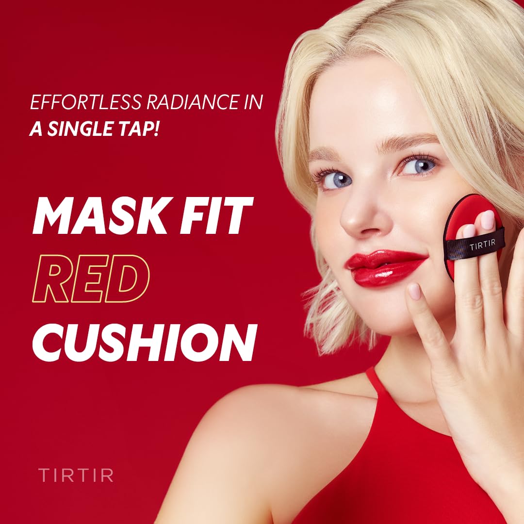 [*Mini Size*] TIRTIR Mask Fit Red Cushion Foundation | Full coverage, Weightless, Skin fit, Satin Glow Finish, Korean Makeup BB Foundation, beauty, Tattoo cover up, Buildable (#47N Ebony, 0.15 Fl Oz)