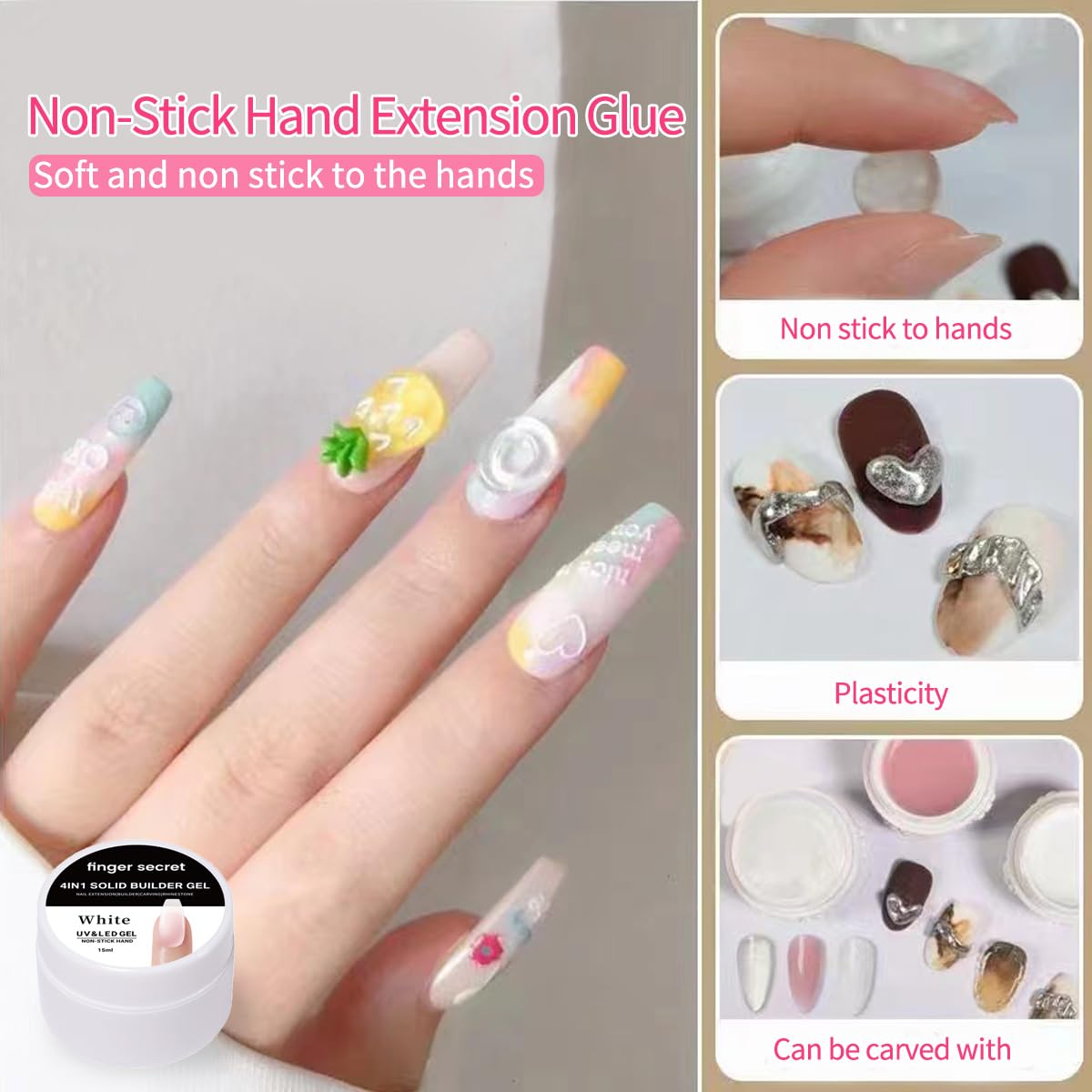 Solid Builder Gel for Nails Hard Gel 3D White Nude Pink Clear Colors for Nail Extension DIY Nail Kit 60ml