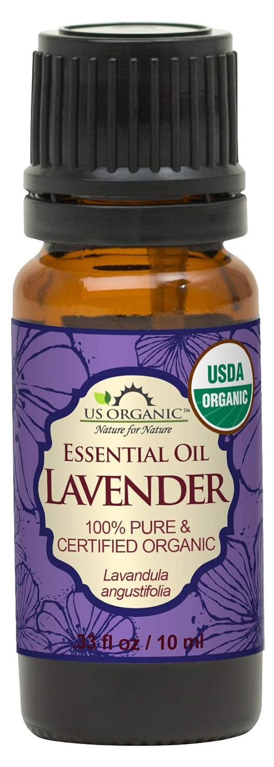 US Organic 100% Pure Lavender Essential Oil, Directly sourced from Bulgaria, USDA Certified Organic, Undiluted, for Diffuser, Humidifier, Massage, Skin, Hair Care, Non GMO, 10 ml | alldaygood beauty