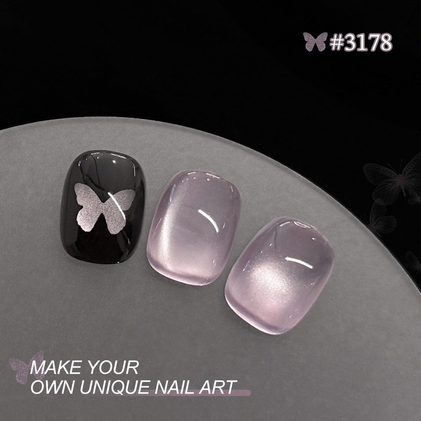 GAOY Purple Cat Eye Gel Polish Set, 6 Cosmic Violet Shades with Magnetic Glitter Effec, Galactic Glitter Gel for Mystic Nail Art