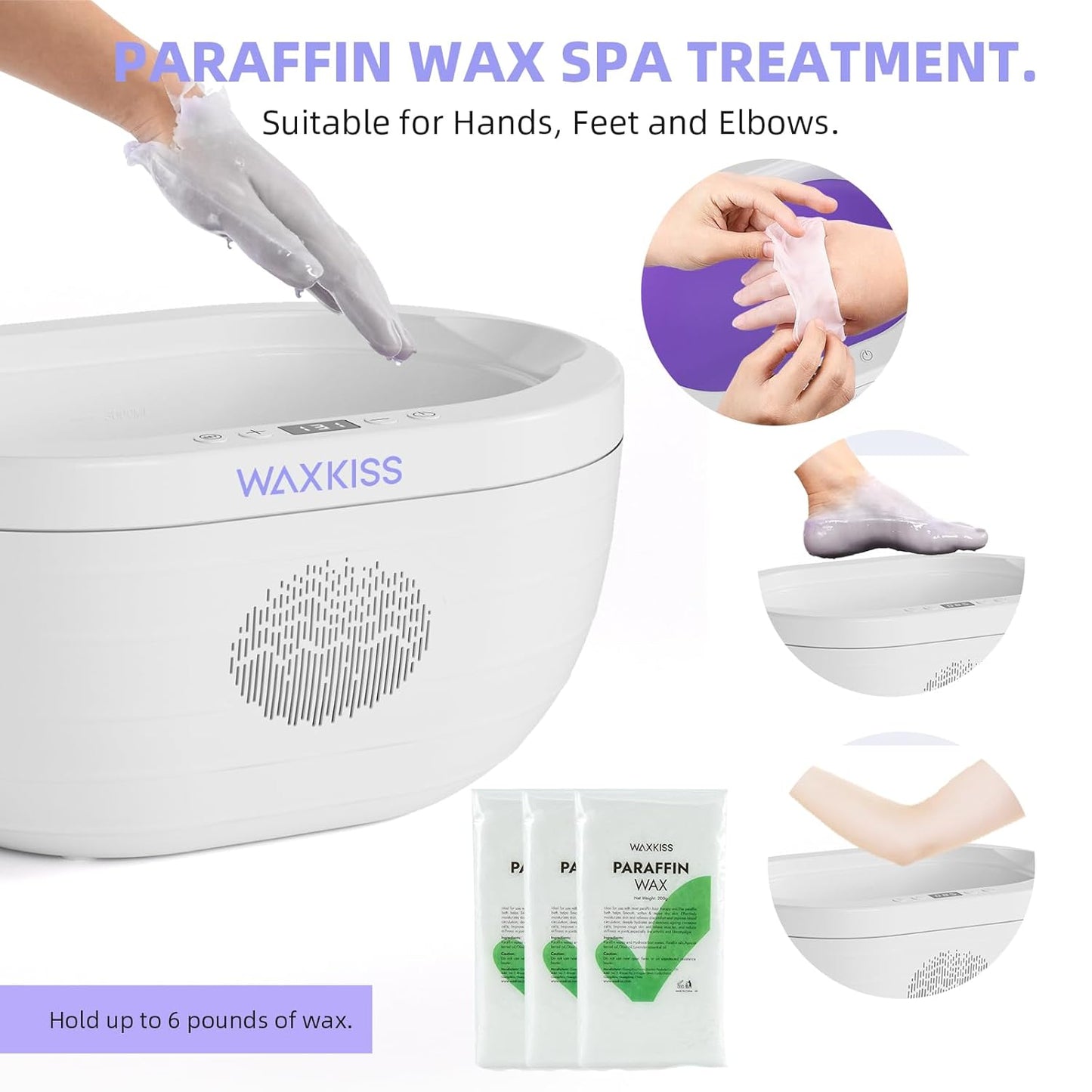 Paraffin Wax Machine for Hand and Feet with 3 packs of Paraffin Wax Refills moisturizing,3000ml Hand wax Paraffin Machine for Reservation Paraffin Wax Bath