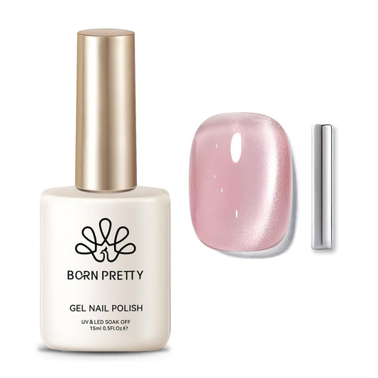 Born Pretty Cat Magnetic Eye Gel Nail Polish,Nude Moonlight Cat Magnetic Gel Nail Polish Soft Lace Magnetic Nail Polish for Nail Art Manicure Salon DIY at Home 15ML | alldaygood beauty