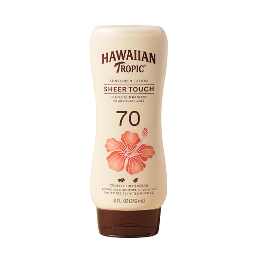 Hawaiian Tropic Sheer Touch Lotion Sunscreen SPF 70, 8oz | Broad Spectrum, Oxybenzone-Free, Sunblock Lotion, Hawaiian Tropic Sunscreen SPF 70, 8oz | alldaygood beauty