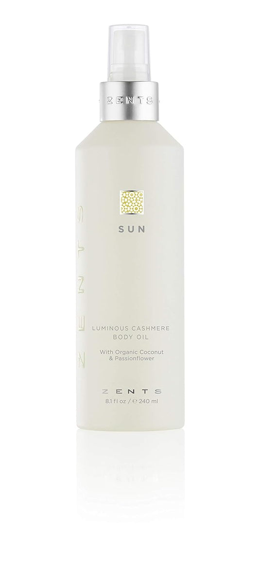 Zents Luminous Cashmere Body Oil (Sun Fragrance) | Moisturizing Body Oil with Vitamin E & Organic Coconut Oil | Softens & Smooths Skin | 8 fl oz | alldaygood beauty