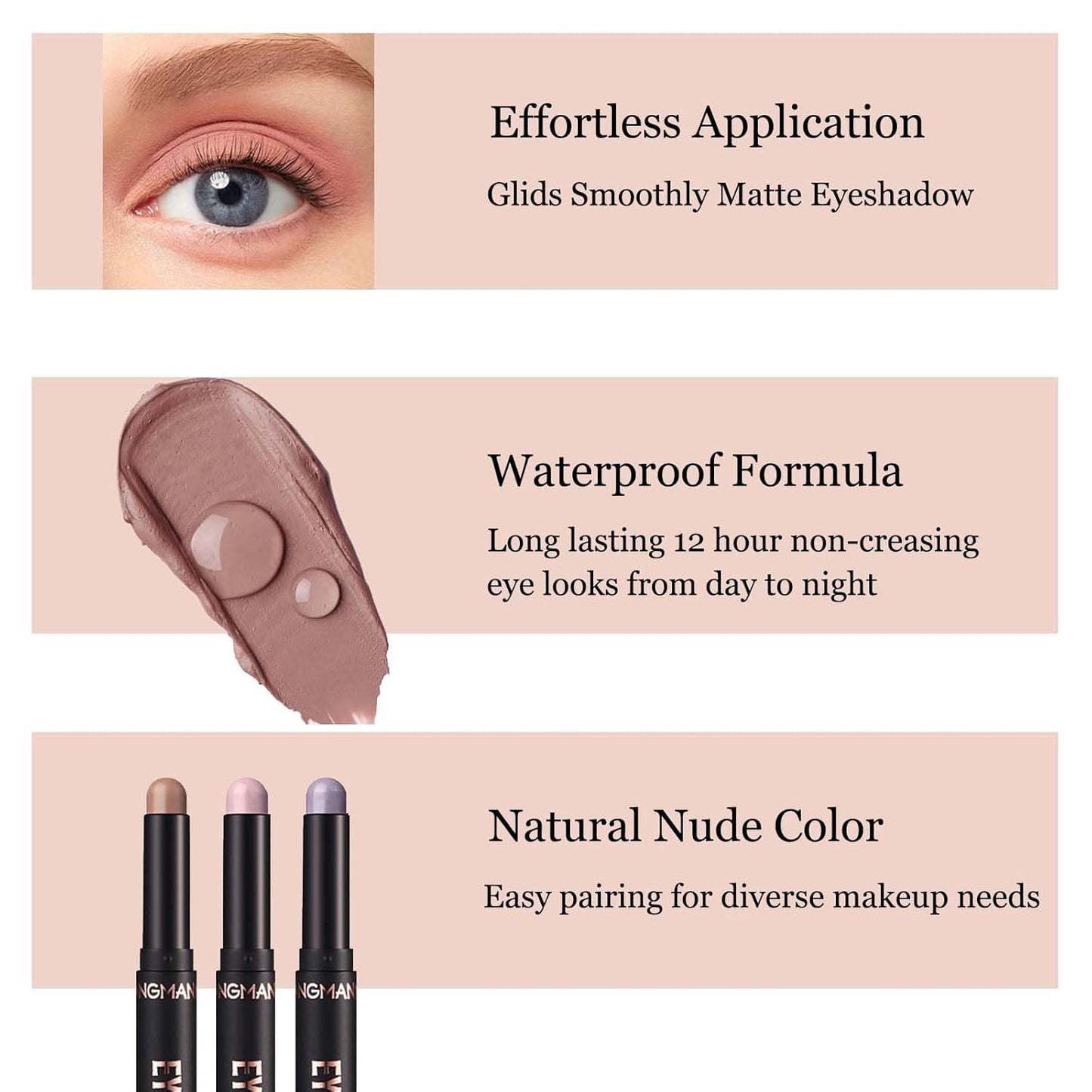 Matte Eyeshadow Stick Blendable Cream Eyeshadow Hypoallergenic Neutral Eye Shadow Stick, Waterproof Long Lasting High Pigmented Smokey eyeshadow Pencil (15# Mocha Matte)