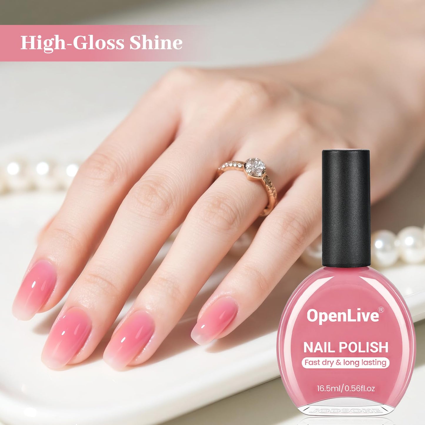 16.5ml Jelly Rose Pink Nail Polish Large Volume Quick Dry Nail Polish, Long Lasting Shine, Fingernail Toenail Nail Art DIY Home Travel Nail Art Gift