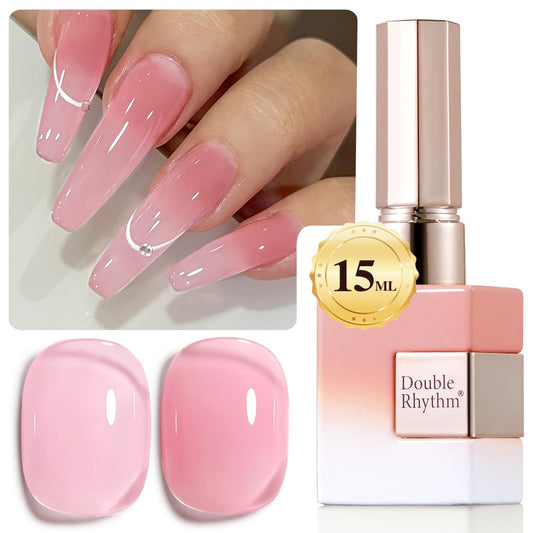 Double Rhythm Gel Polish Translucent Sheer Neutral Natural Light Milky Same Color Same Bottle 15ML Jelly Polish Art DIY at Home (Sheer Pink-A1386) | alldaygood beauty