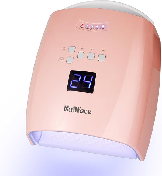 Cordless UV LED Nail Lamp, 66W Rechargeable Gel Nail lamp, Cordless UV Light for Gel Nails with Handle Auto Sensor & 5 Timer for Home & Salon (Pink) | alldaygood beauty