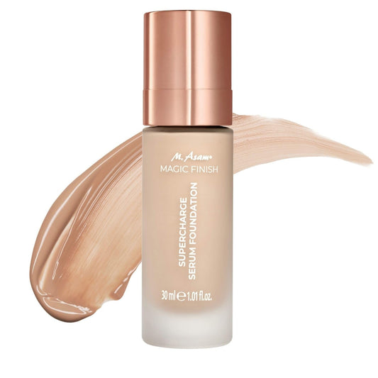 M. Asam MAGIC FINISH Supercharge Serum Foundation Warm Sand (1.01 Fl Oz) - Moisturizing Make Up & Firming Face Serum In One, Anti-aging CC Cream With Optimal Coverage & Hyaluronic Acid | alldaygood beauty