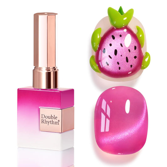 Double Rhythm 0.5 OZ Cat Eye Gel Polish with Magnet 15ML Same Color Same Bottle Holographic Glitter Shimmer Translucent Jelly Color Magnetic Polish (Glass Purple-MC1244) | alldaygood beauty