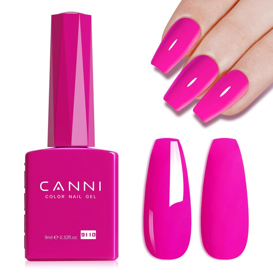 CANNI Hot Pink Nail Gel Polish, 1Pcs Bright Coral Pink Cerise Color High Gloss Soak Off UV Gel Nail French Nail Manicure Salon DIY | alldaygood beauty