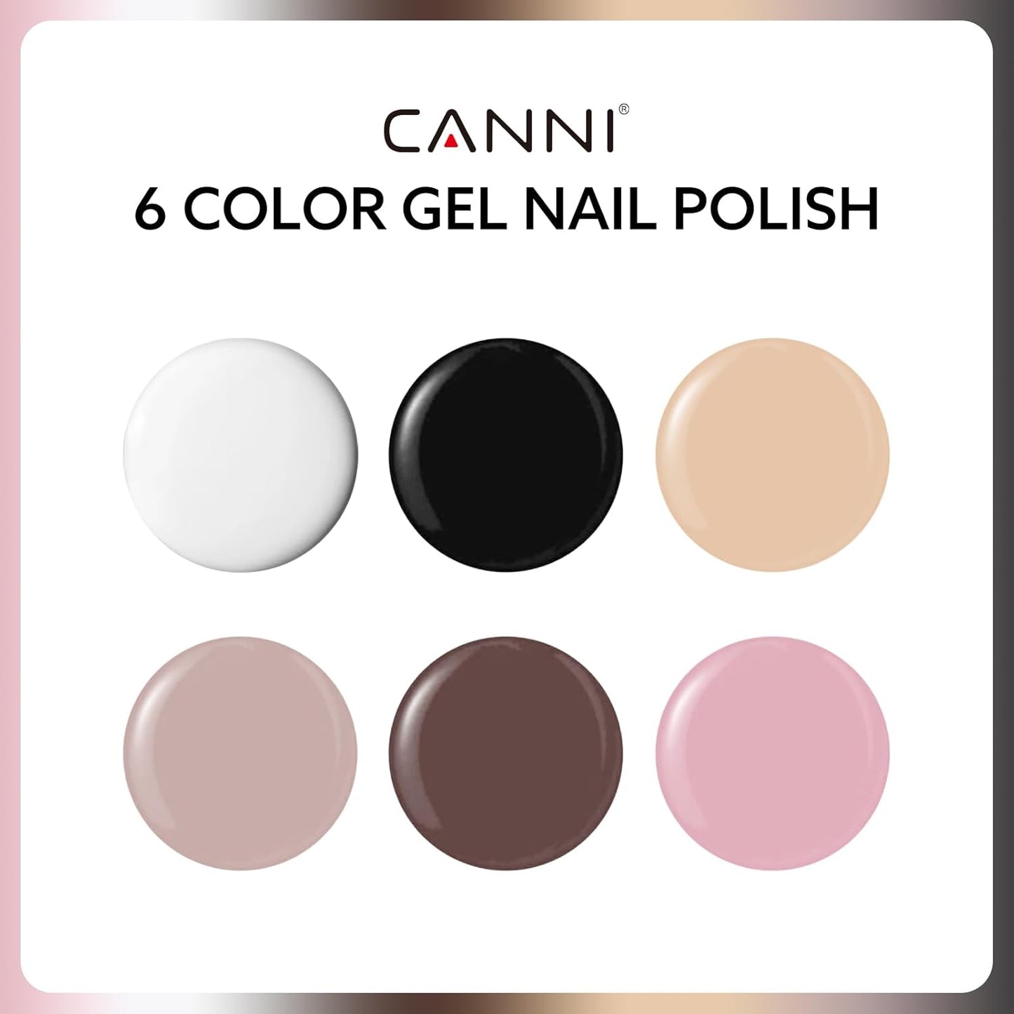CANNI 9ml Hema-Free White Black Fall Gel Nail Polish Set- 6Pcs White Black Nude Pink Brown Fall Colors Gel Polish Kit, Soak Off LED Nail Gel Manicure Kit DIY at Home Salon Gifts for Women Girls