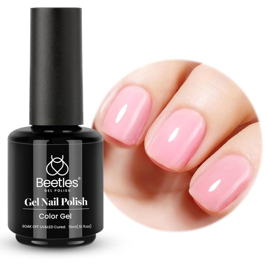 Beetles Pink Gel Nail Polish - 15ML Baby Pink Nude Gel Polish Nail Concealer Jelly Sheer Translucent Effect Soak Off UV French Nail Art Design Manicure Gift for Women | alldaygood beauty