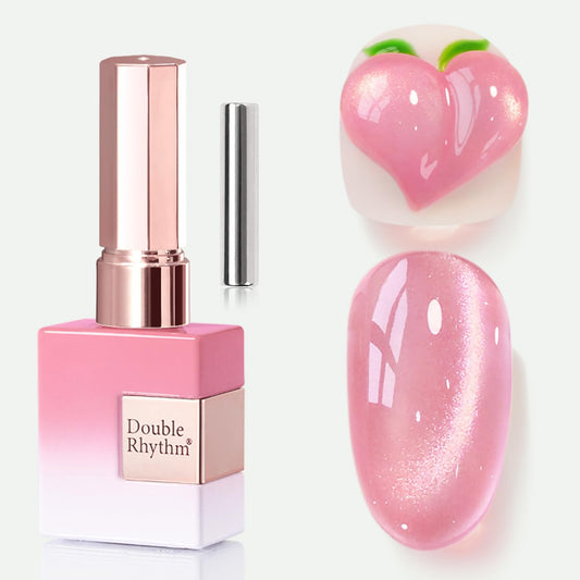 Double Rhythm 0.5 OZ Cat Eye Gel Polish with Magnet 15ML Holographic Glitter Shimmer Translucent Jelly Color Magnetic Nail Polish Salon DIY at Home (Fruit Purple Pink-MC1206) | alldaygood beauty