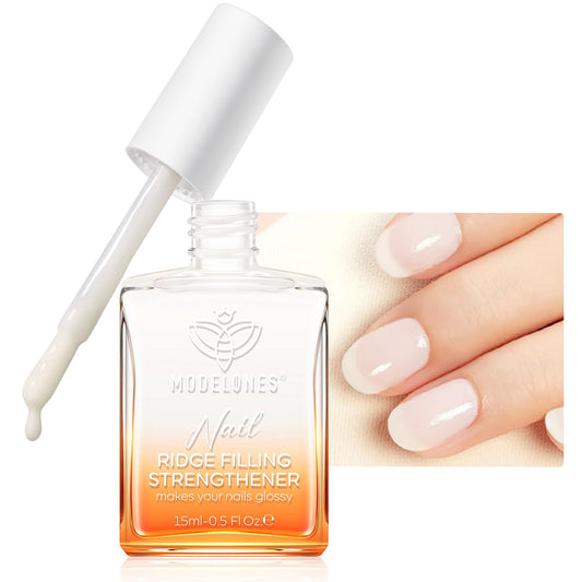 modelones Nail Strengthener Milky White Nail Polish Nails Repair for Damaged Nails Growth and Strentgthener Ridge Filler for Nail Strengthening Polish 15ml | alldaygood beauty