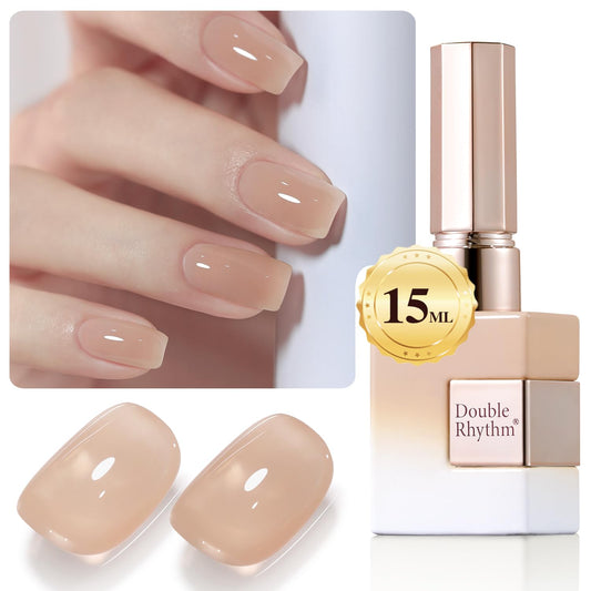 Double Rhythm Translucent Gel Polish Sheer Neutral Natural Light Milky Same Color Same Bottle 15ML Jelly UV Nail Polish Nail Art DIY at Home (Light Cinnamon-A1483) | alldaygood beauty
