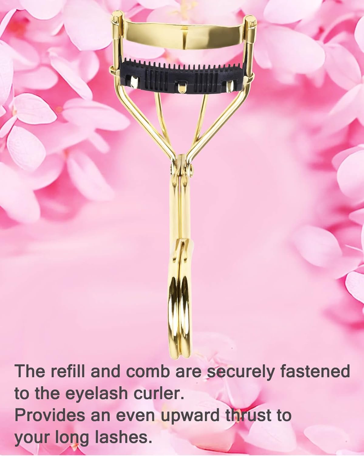Eyelash Curlers with Comb IMMER LIEBEN Fashion Cute Eye Lash Curler with 3 Combs, 3 Refill, 10 Seconds for Long-Lasting Curl Gold
