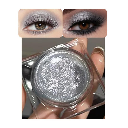 Single Cream Glitter Eyeshadow, Shimmer Eyeshadow Palette, Korean Eye Glitter Makeup, Ultra-Blendable, Sparkle Silver Eye Shadow, Single Shade Metallic Pigmented (Silver) | alldaygood beauty