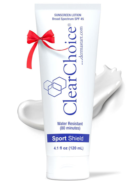 Clear Choice Sunscreen for Face SPF 45, Oil Free Sunblock & Light Moisturizer with Zinc Oxide, Reef-Safe, Broad Spectrum, Water-Resistant, No White Cast, Dermatologist Recommended, 4oz | alldaygood beauty