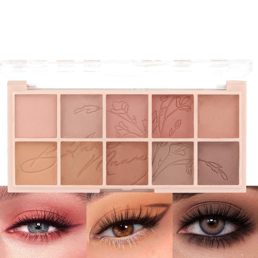 evpct 10 Colors Matte Nude Eye Shadow Palette Makeup for Older Women, Nude Brown Pink Cocoa Taupe Mauve Neutral Matte Cream Smokey Mini Eyeshadow Palette for Blue Green Eyes, Contour Makeup Palettes 6 | alldaygood beauty