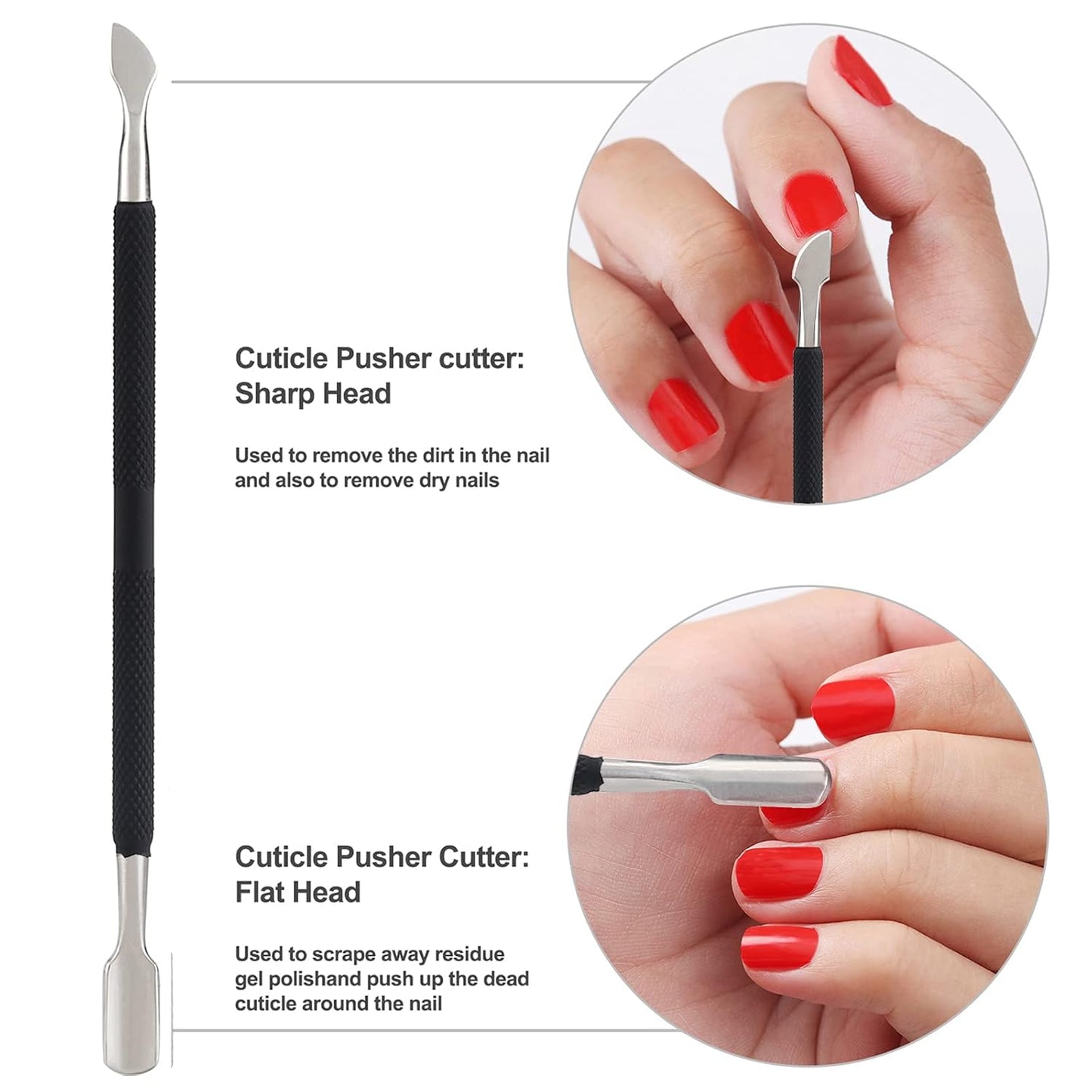 YINYIN Professional Cuticle Trimmer with Pusher and Cutter - Stainless Steel Cuticle Clippers for Fingernails and Toenails (Black)